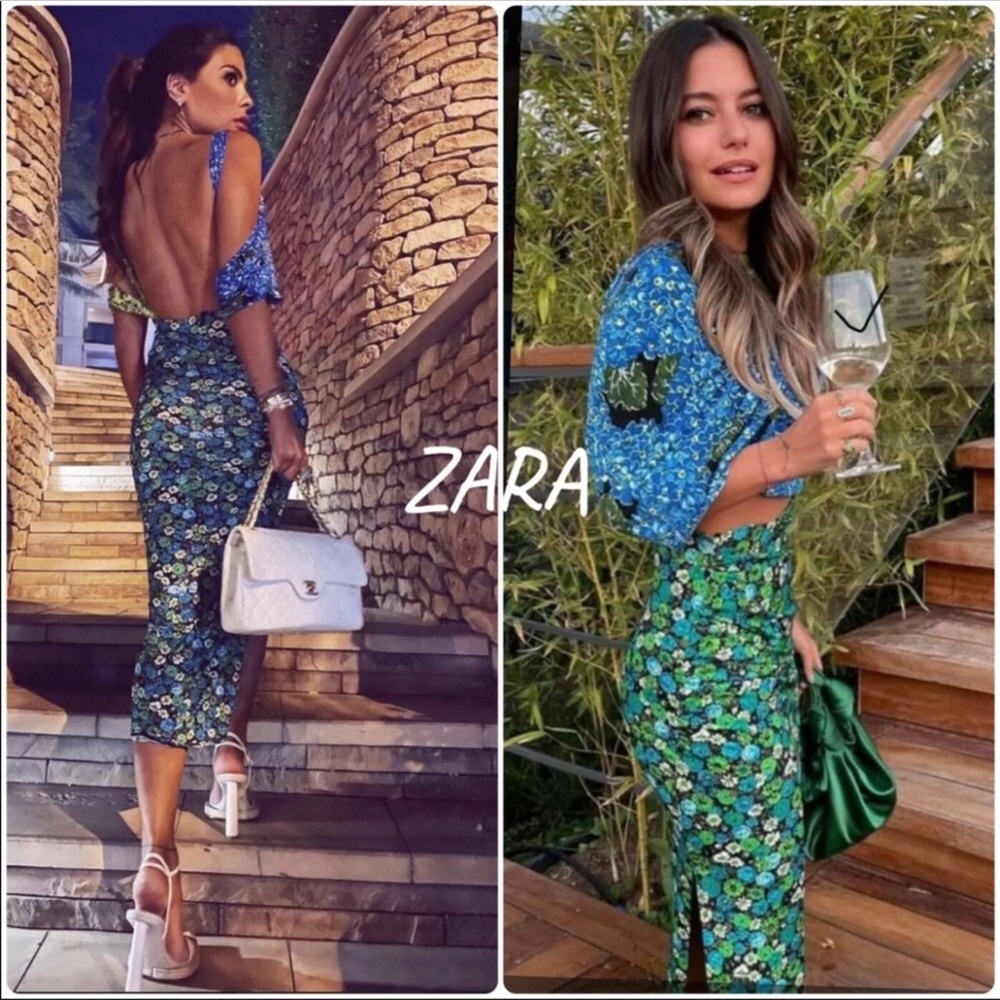 Zara Floral Print Dress XS NWT